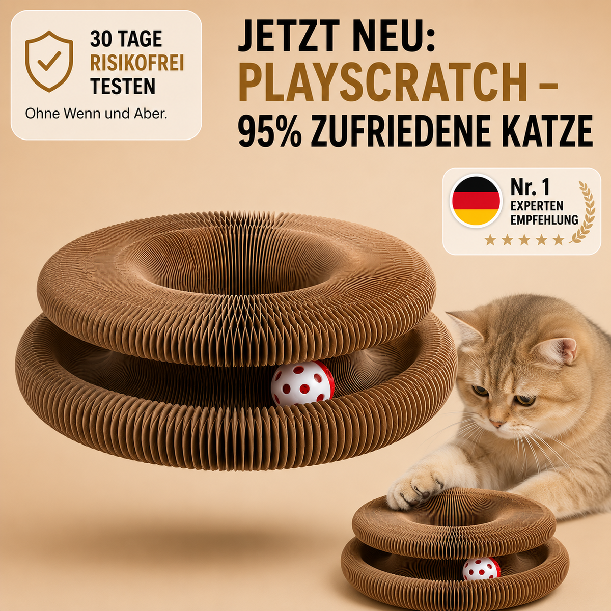 PlayScratch™ – Flexibles Kratz- & Spielzeug für glückliche Katzen